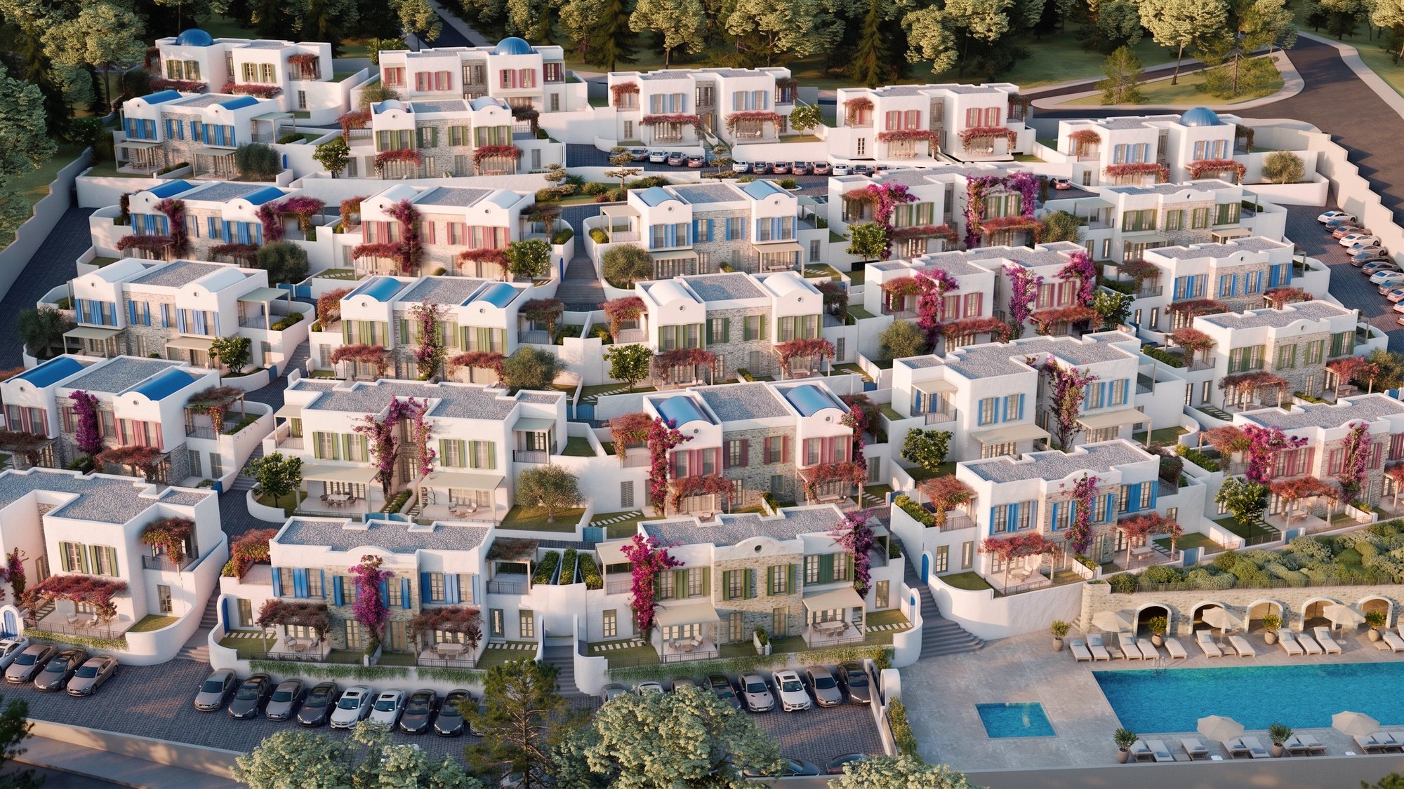 Boho Gümüşlük Villas kuşbakışı görünüm